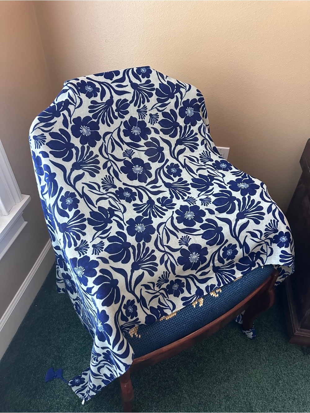 Blue Floral Scarf/Wrap